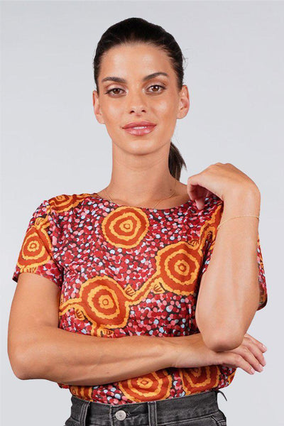 Aboriginal Art Clothing-Wardapi Dreaming Women's Fashion Top-Yarn Marketplace