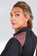 Aboriginal Art Clothing-Our Many Tribes UPF 50 Bamboo Contrast Women’s Fitted Polo Shirt-Yarn Marketplace