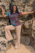 Aboriginal Art Clothing-Salt Meets Earth UPF 50 Women's Fitted Polo Shirt-Yarn Marketplace