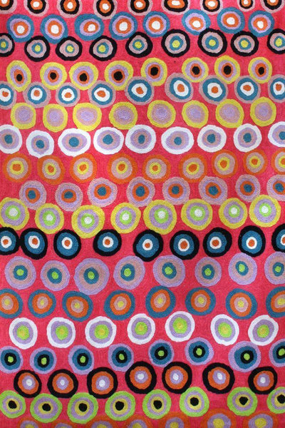 Aboriginal Art Au Online-Kulyuru Wool Floor Rug Pink 4x6ft (122x183cm)-Yarn Marketplace