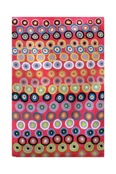 Aboriginal Art Au Online-Kulyuru Wool Floor Rug Pink 4x6ft (122x183cm)-Yarn Marketplace