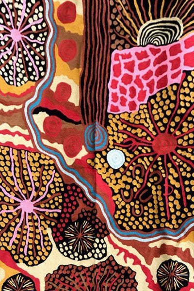 Aboriginal Art Au Online-Marks Wool Floor Rug Pink 3x5ft (91x152cm)-Yarn Marketplace
