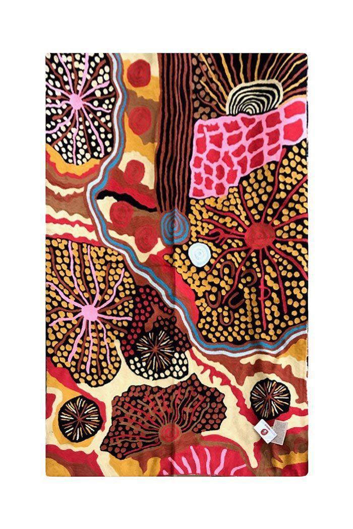 Aboriginal Art Au Online-Marks Wool Floor Rug Pink 3x5ft (91x152cm)-Yarn Marketplace