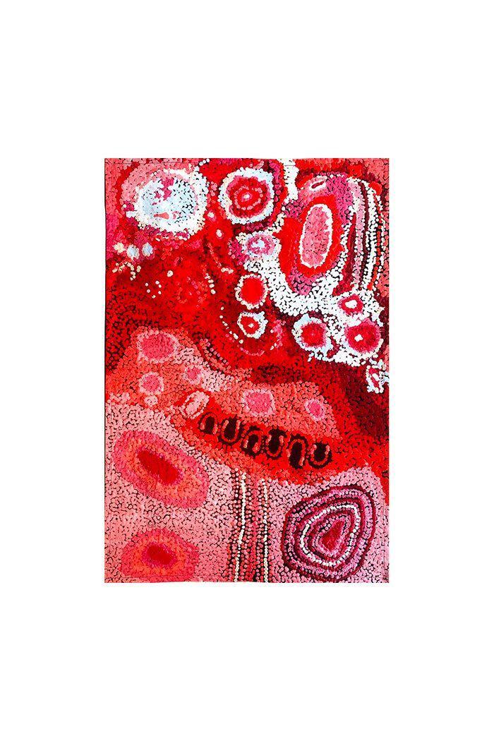 Aboriginal Art Kitchen Warehouse-Adamson (Red & Pink) Cotton Tea Towel-Yarn Marketplace