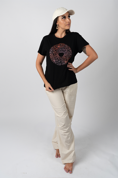 Banang (Mudcrab) Black Cotton Crew Neck Women's T-Shirt