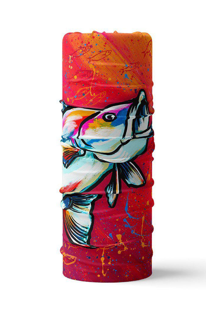 Aboriginal Art Headwear-Barramundi Dreams Bright Fishing Snood - Neck Gaiter-Yarn Marketplace