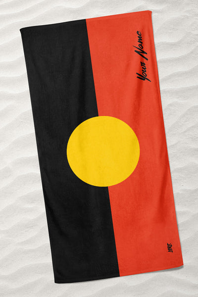"Raise the Flag" Aboriginal Flag Beach Towel