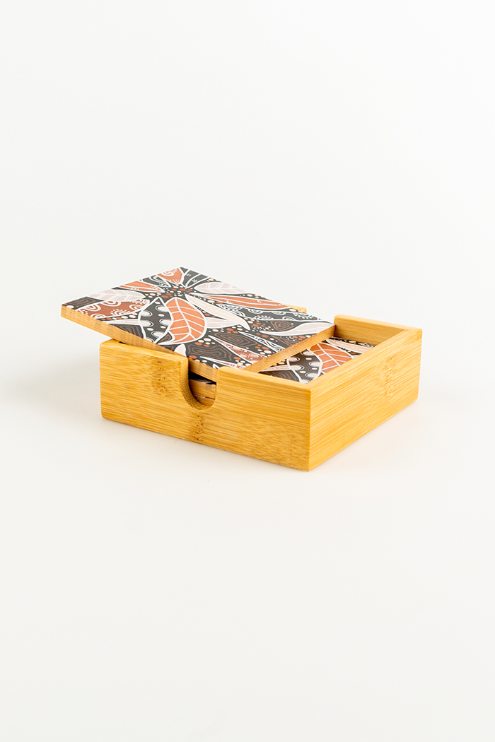Yili Yitan (Winter Leaves) Bamboo Coaster Set (4 Pack)