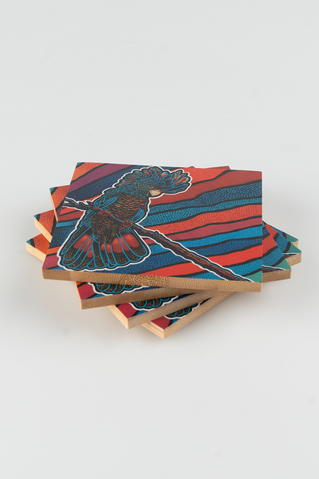 Cockatoo Firebird Bamboo Coaster Set (4 Pack)