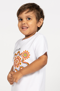 Gather and Thrive White Cotton Crew Neck Kids T-Shirt