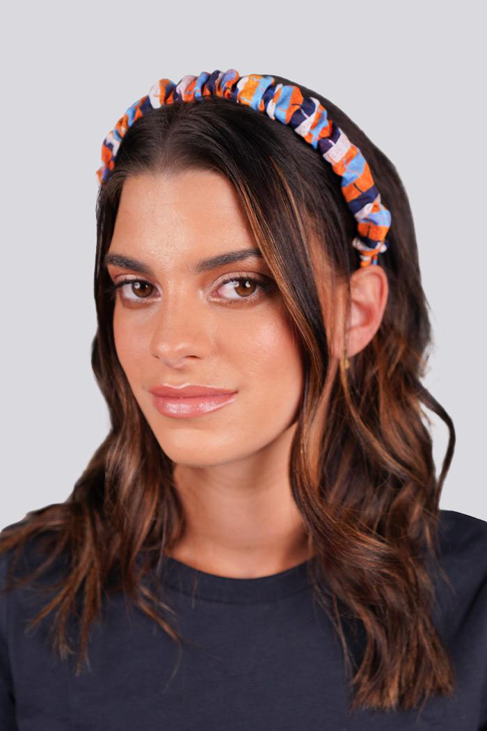 Aboriginal Art Headwear-Warlu Hair Set - Orange & Blue-Yarn Marketplace