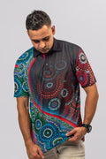 Aboriginal Art Clothing-Salt Meets Earth UPF 50 Unisex Polo Shirt-Yarn Marketplace