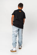 Aboriginal Art Clothing-Vintage Strong & Proud Classic Black Cotton Crew Neck Kids T-Shirt-Yarn Marketplace