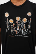 Walking Together Black Cotton Crew Neck Unisex T-Shirt