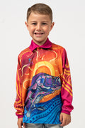 Red Dusk Barra UPF50+ Kids Long Sleeve Polo Shirt
