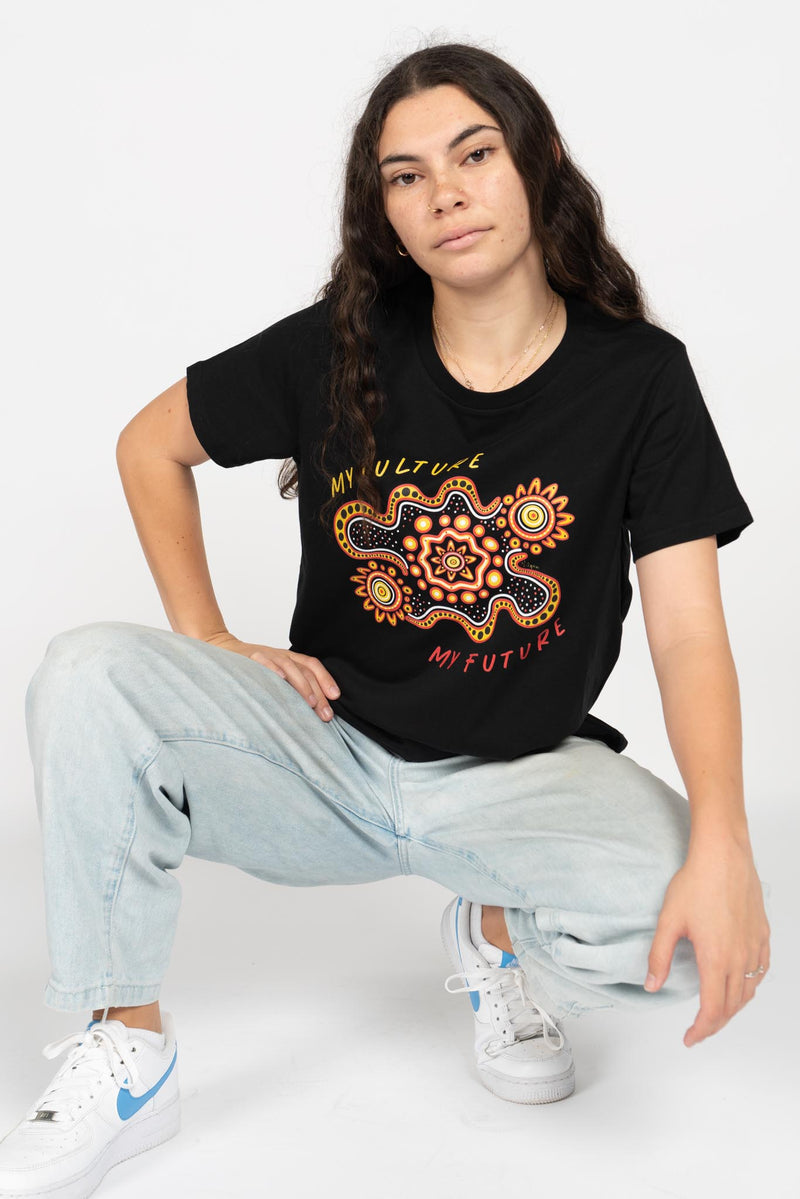 Gather and Thrive Black Cotton Crew Neck Women's T-Shirt