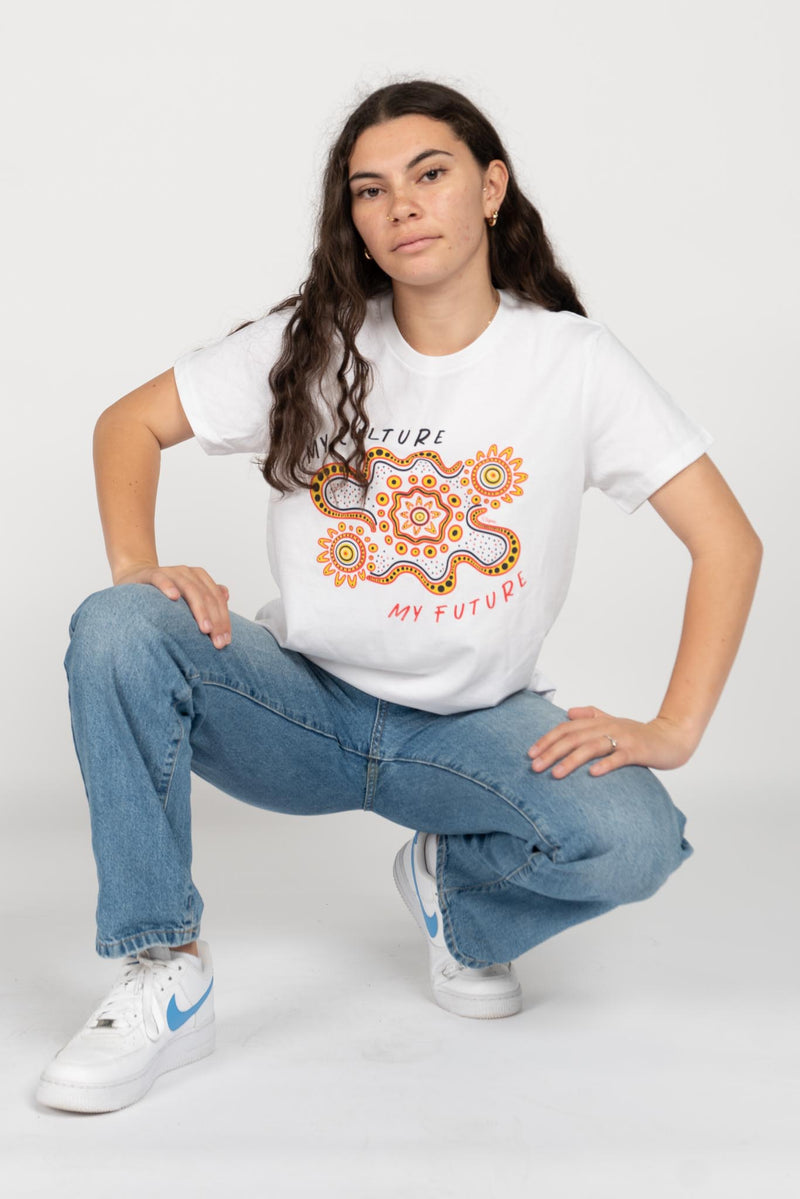 Gather and Thrive White Cotton Crew Neck Women's T-Shirt