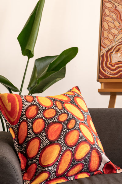 Aboriginal Art Home Decor-Kamarra Cushion Cover 53x53 cm-Yarn Marketplace