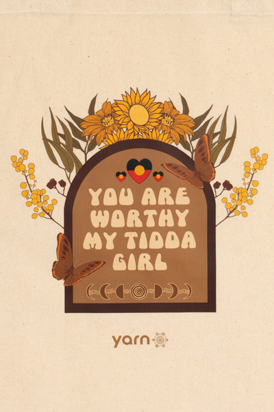 You Are Worthy My Tidda Long Handle Natural Cotton Tote Bag
