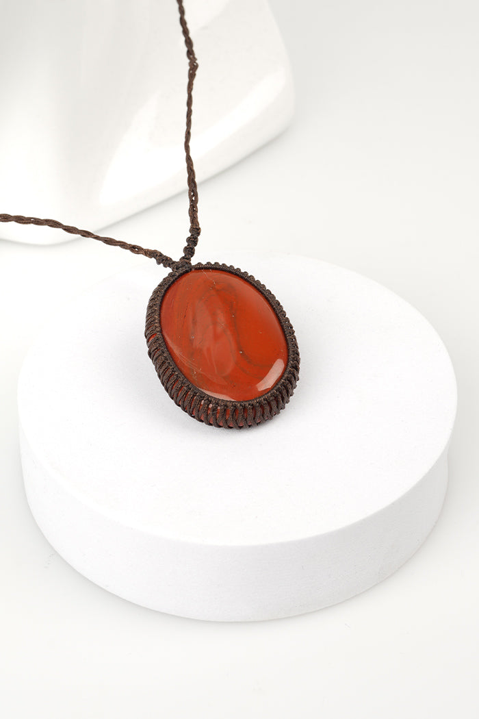 Red Jasper Soothing Stone Woven Necklace