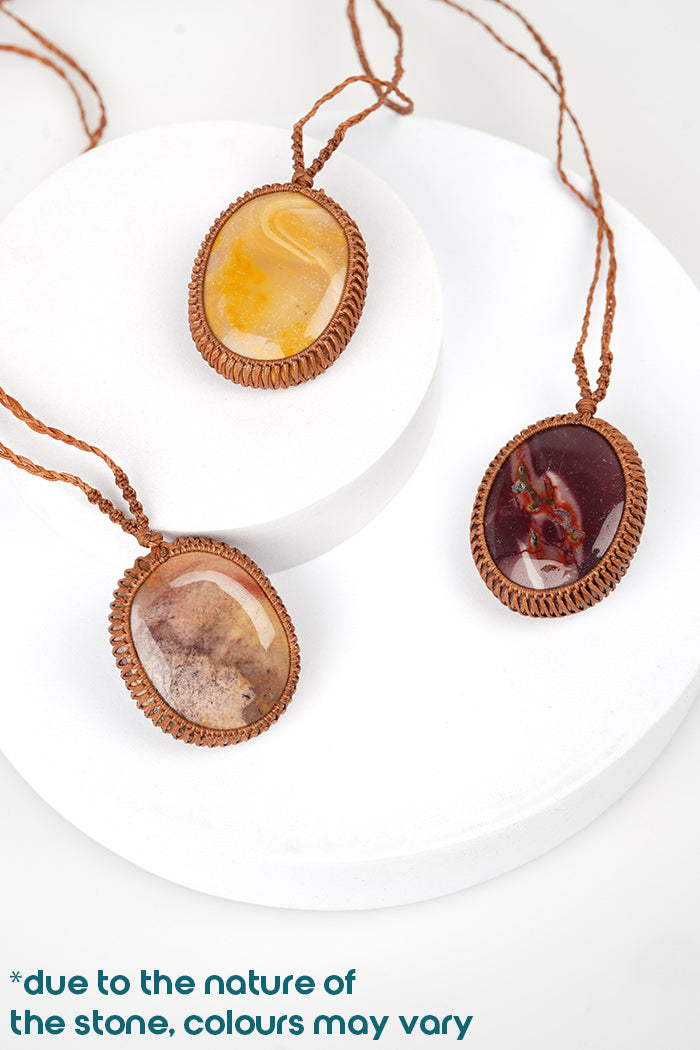 Mookaite Jasper Soothing Stone Woven Necklace