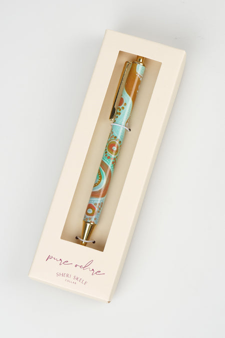 Pink Sunset Large Pencil Case with 5 Pack of Pens