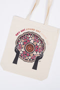 Rise Together Long Handle Natural Cotton Tote Bag