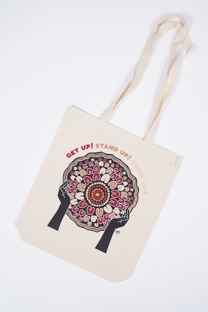 Rise Together Long Handle Natural Cotton Tote Bag