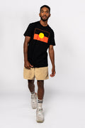 "Raise the Flag" Aboriginal Flag (Large) Black Cotton Crew Neck Unisex T-Shirt