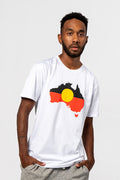 "Raise the Flag" Aboriginal Flag (Australia) White Cotton Crew Neck Unisex T-Shirt