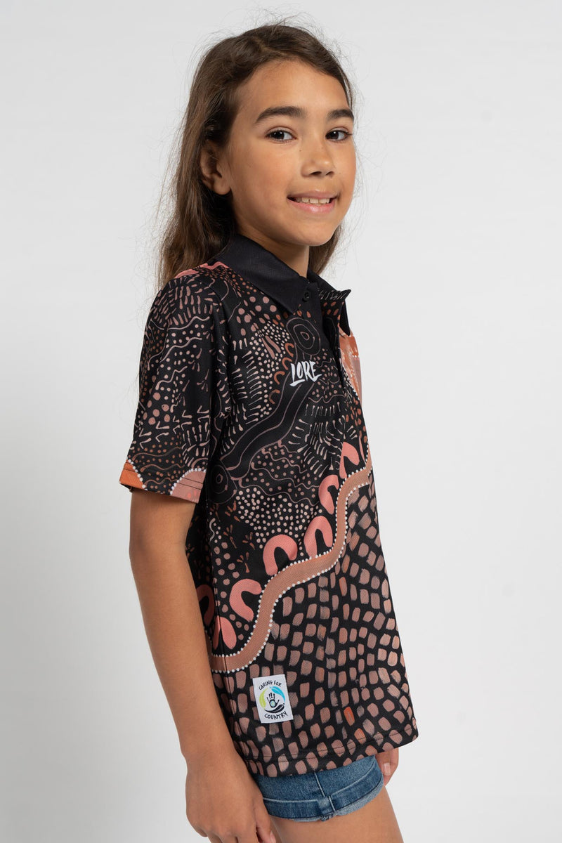 Gathering On Country Recycled UPF50+ Kids Polo Shirt