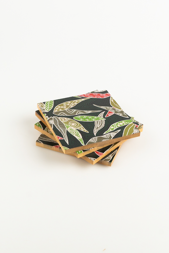 Yili Gurrgurr (Autumn Leaves) Bamboo Coaster Set (4 Pack)