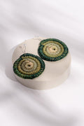 Aboriginal Art Jewellery Australia-Handmade Green Woven Earrings Large-Yarn Marketplace