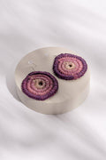 Aboriginal Art Jewellery Australia-Handmade Purple Woven Earrings Large-Yarn Marketplace