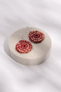 Aboriginal Art Jewellery Australia-Handmade Red Woven Earrings Medium-Yarn Marketplace