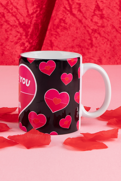 "I Love You" (Black) Personalised Ceramic Coffee Mug
