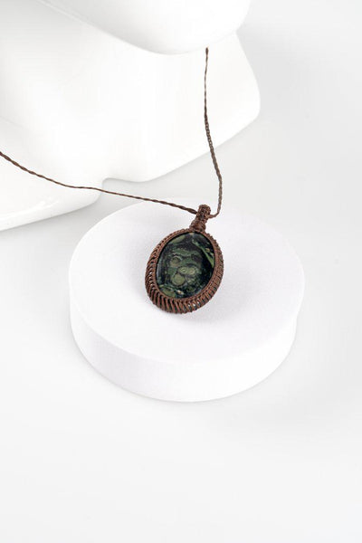 Aboriginal Art Jewellery Australia-Kambaba Jasper Soothing Stone Woven Necklace-Yarn Marketplace