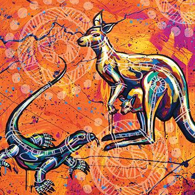 Kangaroo & Goanna Dreaming Adults Unisex Polo-Yarn Marketplace