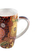 Aboriginal Art Kitchen Warehouse-Marks Bone China Mugs Brown 380ml/13oz-Yarn Marketplace