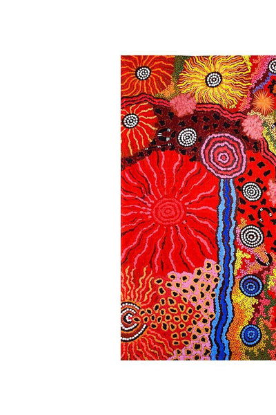 Aboriginal Art Kitchen Warehouse-Marks (Red & Yellow) Cotton Tea Towel-Yarn Marketplace