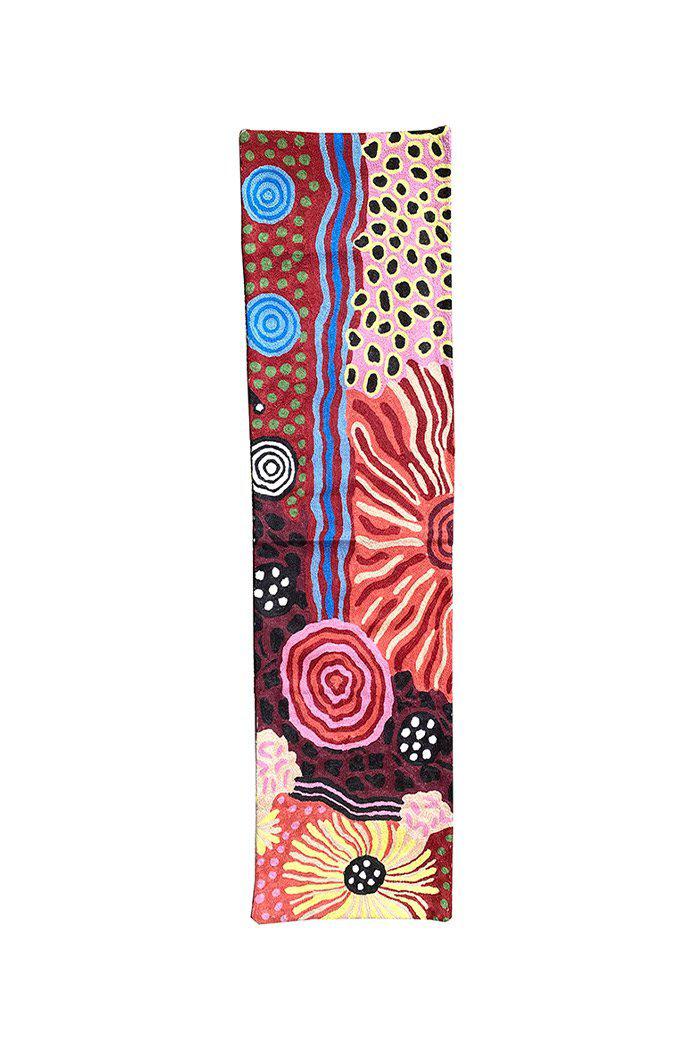 Aboriginal Art Kitchen Warehouse-Marks Table Runner - Wool Chainstitch (Blue & Pink)-Yarn Marketplace