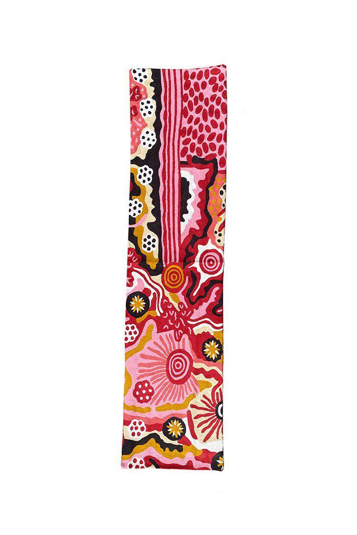 Aboriginal Art Kitchen Warehouse-Marks Table Runner - Wool Chainstitch (Pink & Yellow)-Yarn Marketplace