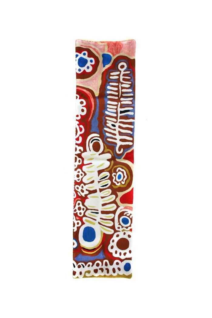 Aboriginal Art Kitchen Warehouse-Morris Table Runner - Wool Chainstitch (Brown)-Yarn Marketplace
