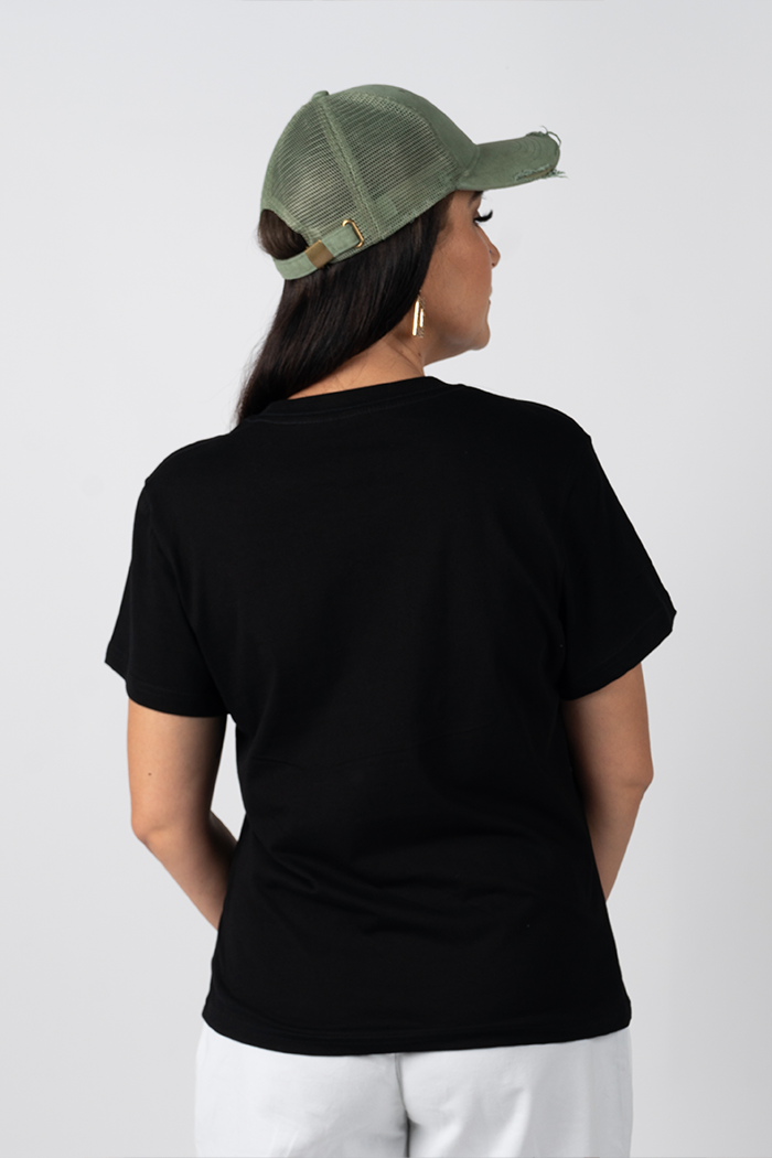 Odorr (Dugong) Black Cotton Crew Neck Women's T-Shirt