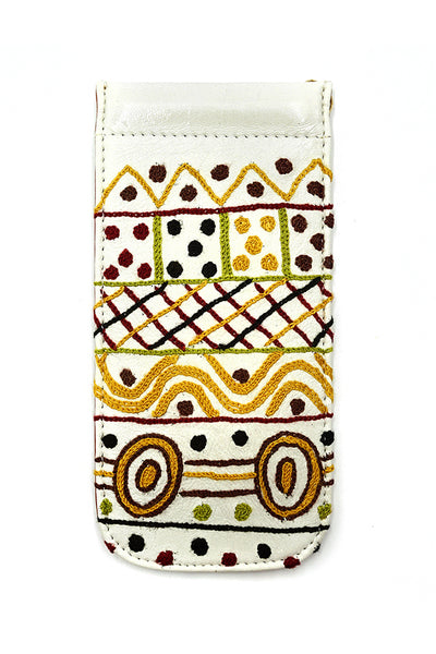 Papajua Embroidered Leather Spectacles Case