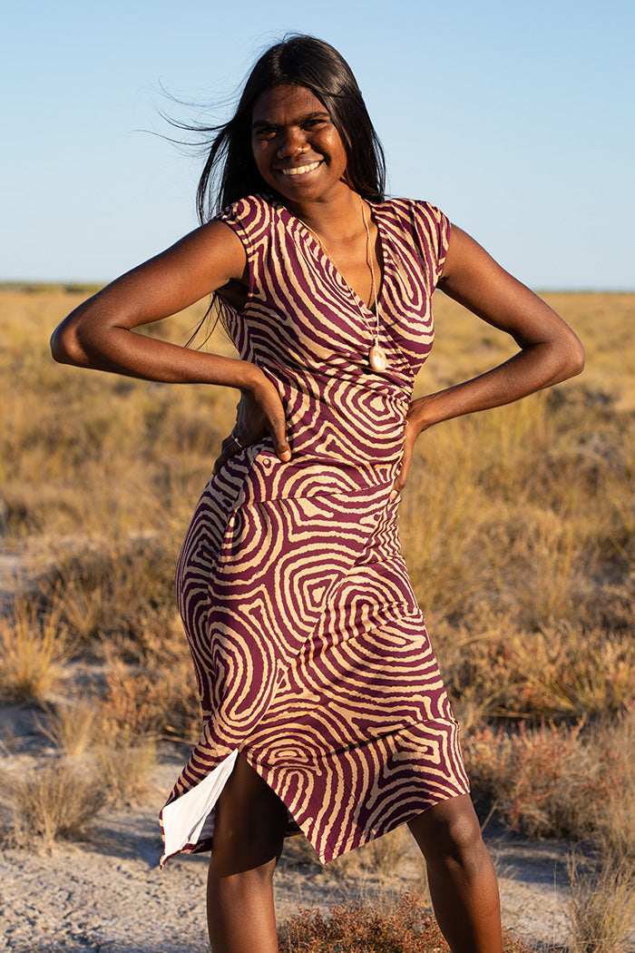Aboriginal Art Midi Dresses Womens Clothes SALE