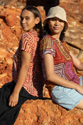 Karnta Jukurrpa V Neck Women's Short Sleeve Blouse