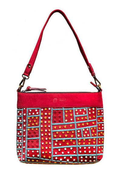 Robertson Embroidered Handbag Leather - 30 x 24cm-Bags-Yarn Marketplace