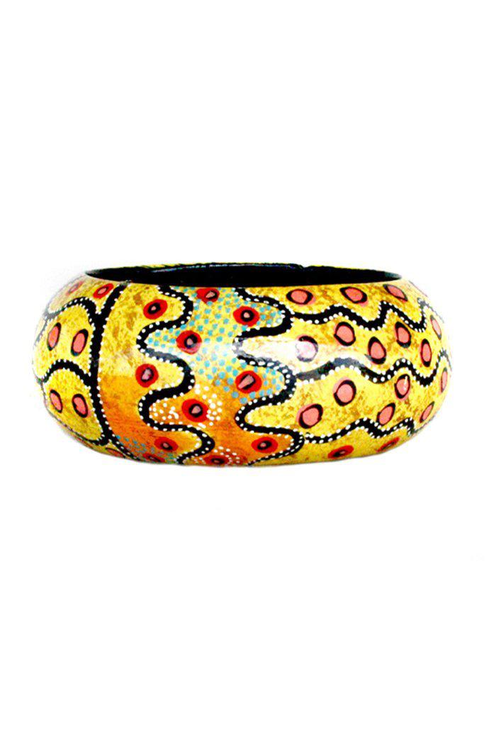 Aboriginal Art Jewellery Australia-Sampson Bangle Wide 61-71mm-Yarn Marketplace