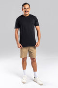 Aboriginal Art Clothing-Basic Black Cotton Crew Neck Men's T-Shirt-Yarn Marketplace